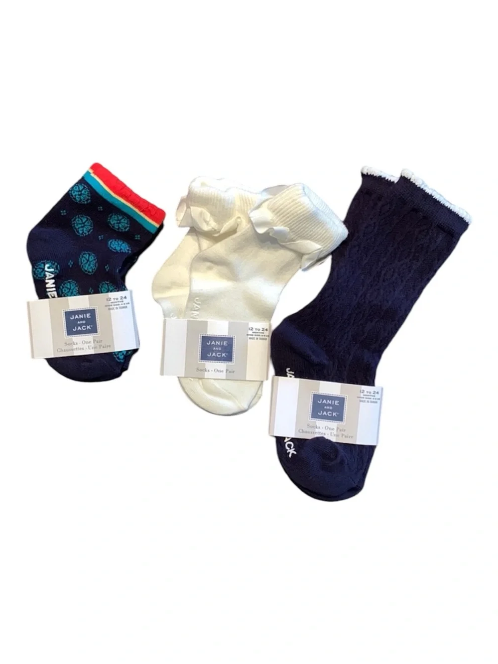 Janie and Jack Baby Girl Bundle 3 Pair of Socks
